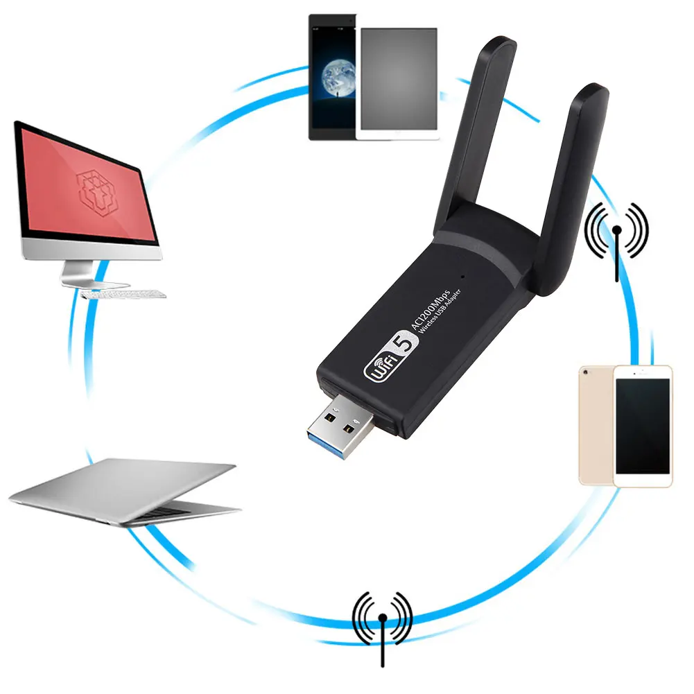 USB 3.0 WiFi Adapteris 1200Mbps 802.11 ac Belaidžio Tinklo Kortelė PC Kompiuteris Mini Wifi Imtuvas Bevielio Tinklo USB