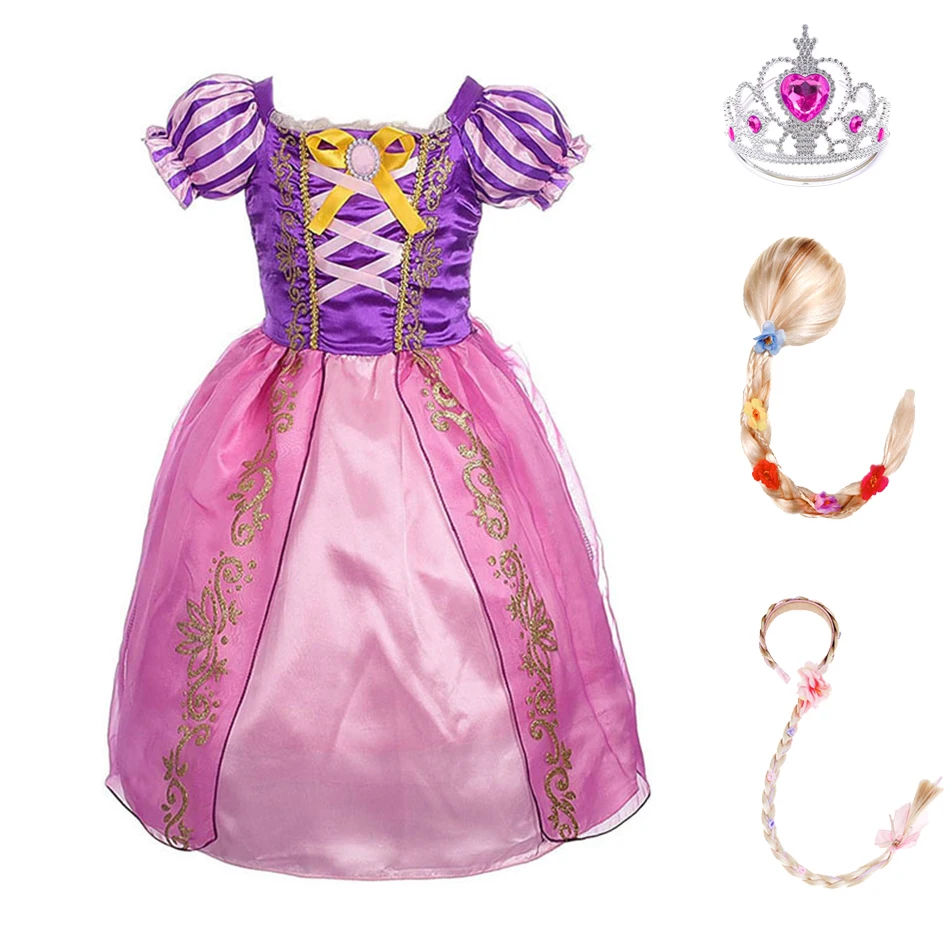 Vaikai Rapunzel Suknelė Vasaros Šalis Princesė Išgalvotas Kostiumų Merginos Kalėdų Gimtadienio Susivėlęs Nuslėpti Karnavaliniai Drabužiai su Peruku