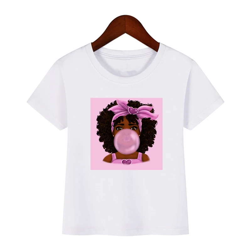 Vaikiški marškinėliai Bubble Gum Juoda Mergina Cool Juokinga Spausdinti Balta Hip-Hop Harajuku Bamblys Merginos korėjos Kūrybinių Mados Mielas Viršuje 2021