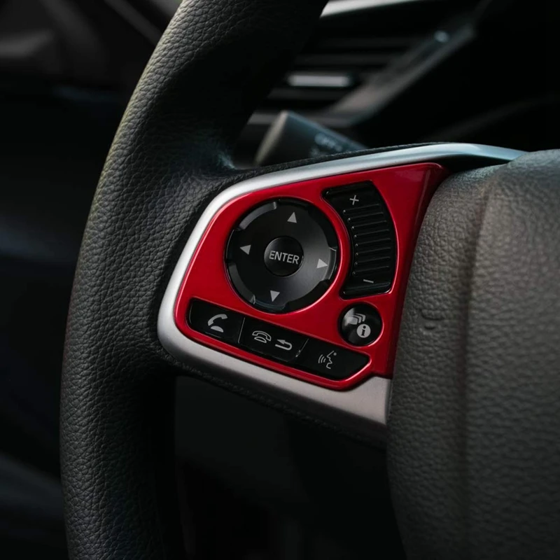 Vairas Mygtuką Vidinės Apdailos Dangtelio Lipdukas Apdaila 10 Gen Honda Civic 2016-2020 Raudona