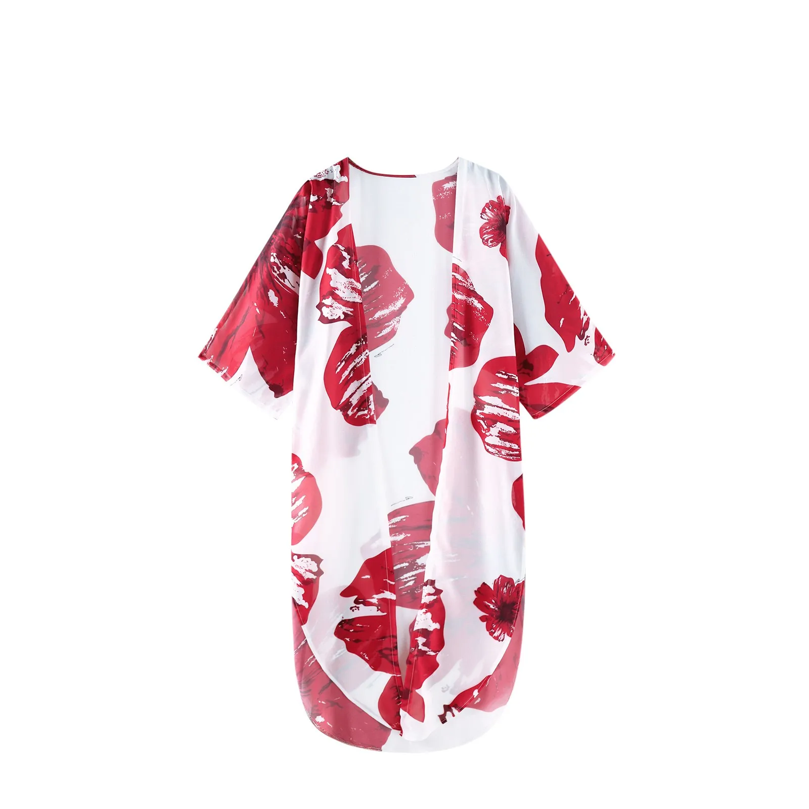 Vasaros Paplūdimio Cover Up Boho Spausdinti Palaidinė Atsitiktinis Palaidų Vien Šifono Megztinis Kimono Viršūnes Moterų Moterų Pusė Rankovėmis Marškinėliai Blusas