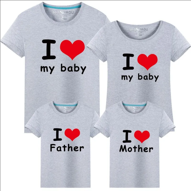 Vasaros Tėvo&Mama&Baby T-shirt Šeimos Atitikimo Komplektus Tėvų-vaikų Medvilnės Laišką, Print T-marškinėliai trumpomis Rankovėmis Megztinis Viršūnės