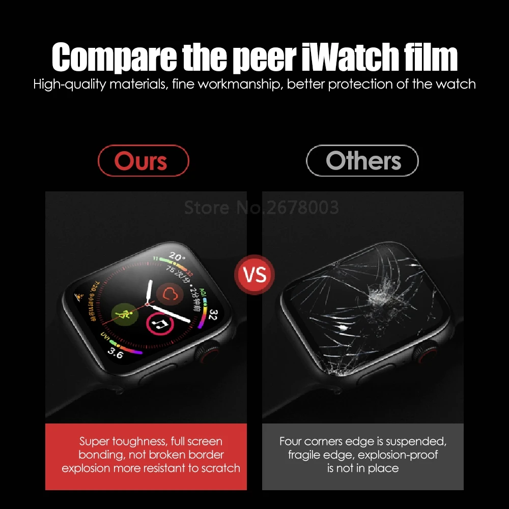 Visu Screen Protector For Apple Žiūrėti 6 5 4 3 2 38mm 42mm Apsauginės Plėvelės iWatch Minkšta Stiklo Apple Laikrodžių Priedai