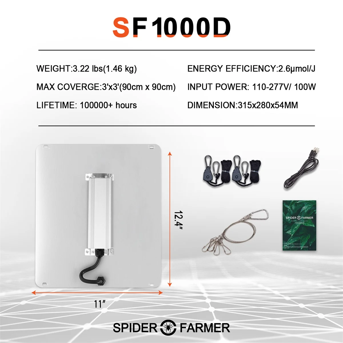 Voras Ūkininkas SF 1000D viso Spektro Led Augti Šviesos DARŽOVIŲ Augalai, Gėlės Samsung Led LM301B Meanwell Vairuotojo Auginimo Lempos
