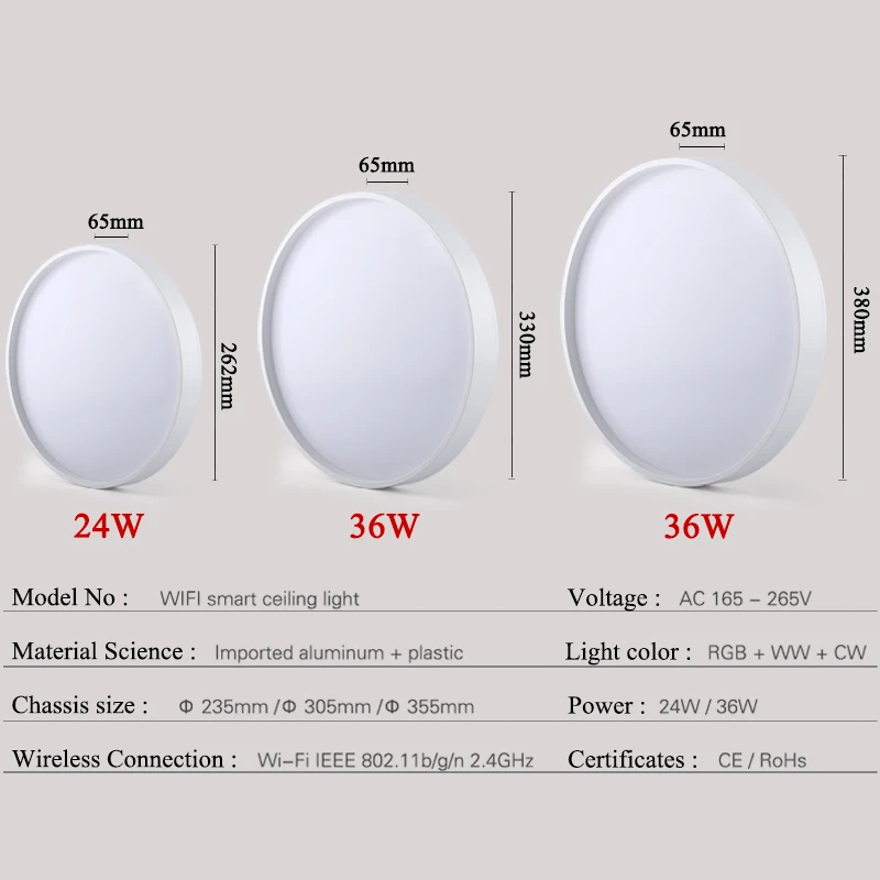 WIFI Smart LED Lubų Šviesos 36W Balso Kontrolės Pritemdomi RGB Bluetooth Patalpų Alexa, Google 