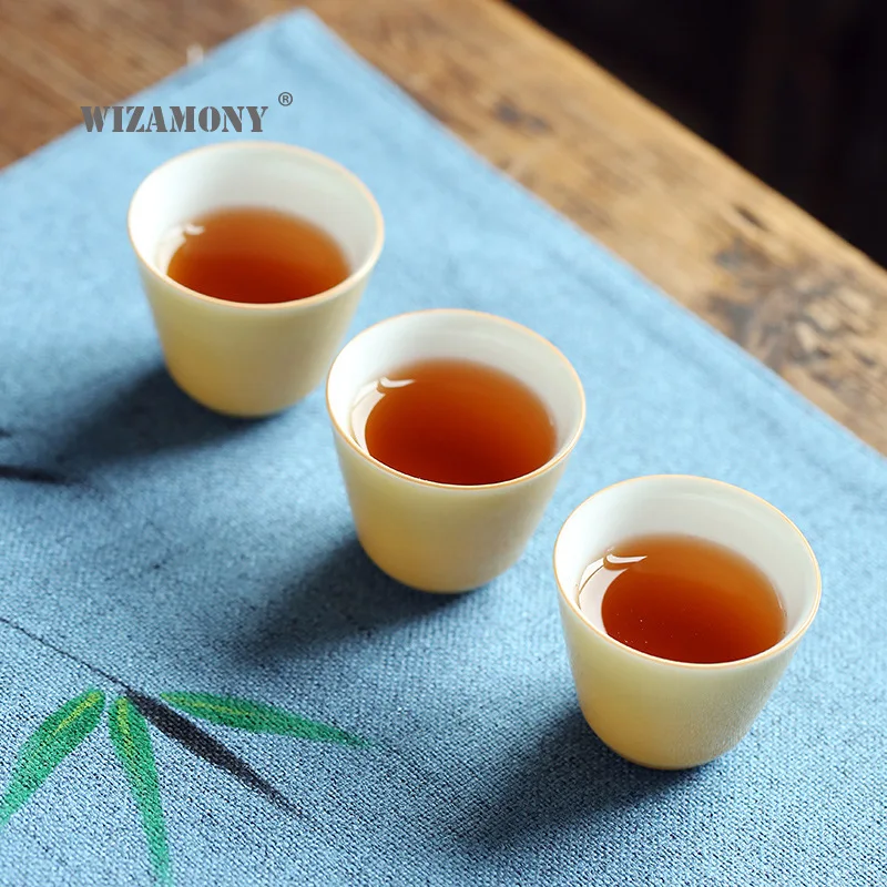 WIZAMONY Spalvos glazūra jade molio keramikos arbatos puodelis Master Cup vieno puodelio mažų arbatos puodelio Kung Fu arbatos puodelio arbatos ceremonija taurės didmeninės