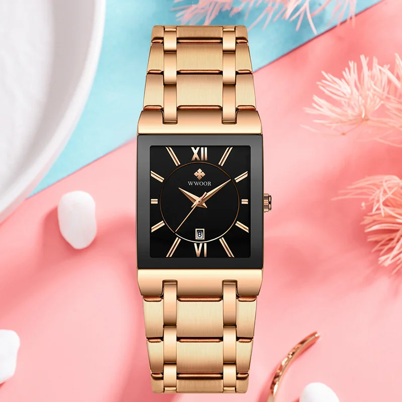 WWOOR 2021 Naujas Mados Dizaineris Moterų Laikrodžiai Top Brand Prabanga Aikštėje Rose Aukso Apyrankę Ponios Suknelė Laikrodį Dovanų moterims