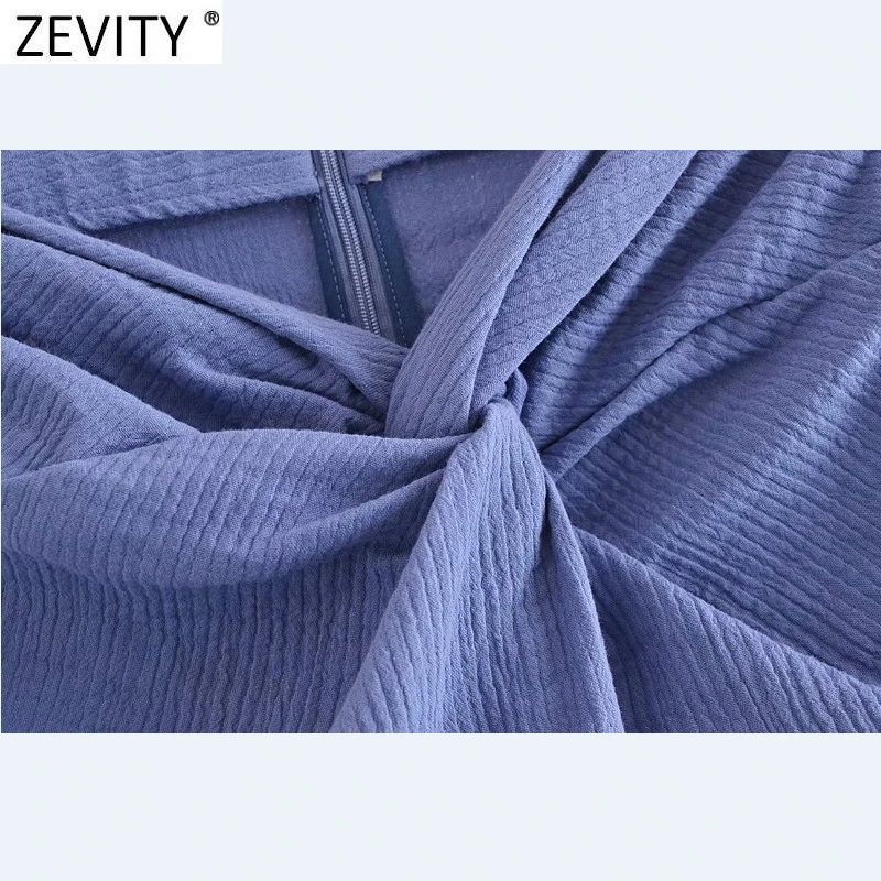 Zevity 2021 Moterų Mados Kietas Rišti Dizaino Split Linija Sijonas Faldas Mujer Femme Atgal Užtrauktuką Slim Vasaros Midi Vestido QUN763