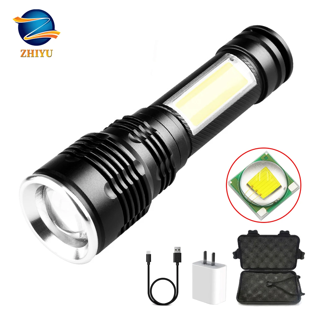ZHIYU Ultra Ryškus LED Žibintuvėlis, su Dirželis USB Įkraunamas Žibintuvėlis su Built-in 18650 Baterija Taktinis Zoom Žibintuvėlis