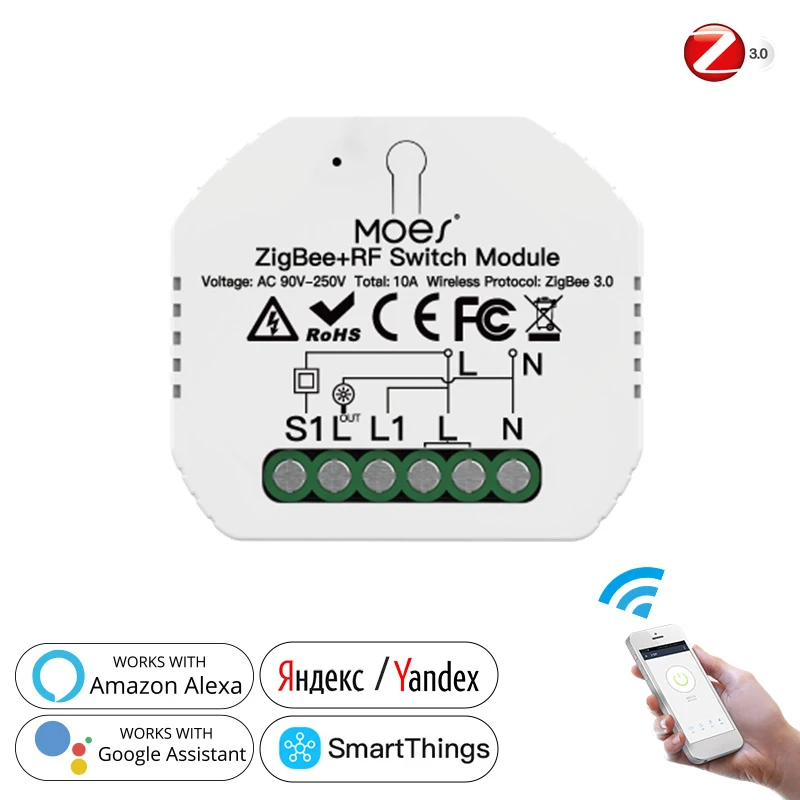 ZigBee 3.0 WiFi Smart Šviesos Jungiklis Relės Modulis Tuya Smart Gyvenimo APP Nuotolinio Valdymo Dirbti Su Alexa 