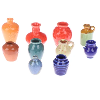 10 stilius Lėlių Miniatiūros 1:12 Mini Keramikos Puodą 
