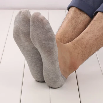 10 vnt = 5 poras naujų Medvilnės vyrų nematomi kojinės vyrams kojinės silikono priešslydžio sistema, gryna spalva vasarą kojinės