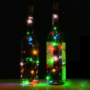 10leds 20leds Saulės energija Varomas Vyno Butelis Žiburiai Kalėdų Kamštienos Pasakų Šviesos diodų (LED) Varinės vielos, Lauko Girlianda Kalėdinė Styginių Šviesos
