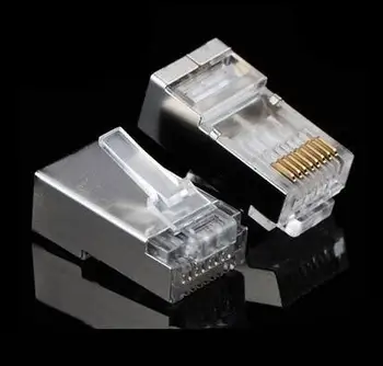 10vnt / Daug Metalo ekranuoti CAT5E RJ45 8P8C Ethernet Tinklo Modulinės Prijungti LAN Kabelį Adapteris Jungties Galvos Plug