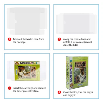 10VNT Plastiko Krepšelius Aišku, CIB Atveju Rankovės Langelį Gameboy Spalva GBC Kasetė Ekranas Raštas Japonų Žaidimai