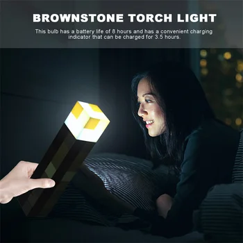 11.5 Colių Rusvųjų Akmens Žibintuvėlis LED Stačiakampio Lempa USB Įkrovimo, Miegamojo Lovos Naktį Šviesos