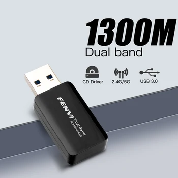 1300Mbps Mini USB 3.0, Wifi Adapter Dual Band 5.8 Ghz/2.4 GHz Wifi Tinklo plokštė Ethernet USB Adapteris Imtuvas Nešiojamas PC Windows