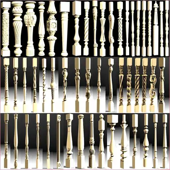 134pcs 3D STL Modelis Balusters ir Stulpelius 4 AŠIŲ CNC Graveris Carvingbed laiptai ir Dekoratyvinis pillar_Aspire Artcam