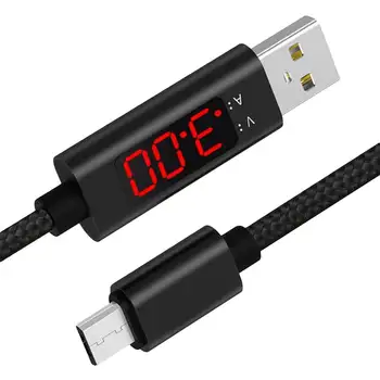 1M USB Tipo C Įtampa Srovės Testeris, Matuoklis Ekrane Nailono Tinklelio Greito Įkrovimo Tipas-C Kabeliu, Skirta 