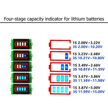 1S 3S Ličio Baterija Rodyti Li-ion 44.2 V/12,6 V Galios Lygis Talpos Indikatorius BMS PCB Apsaugos Valdybos Balanso Testas Lentos