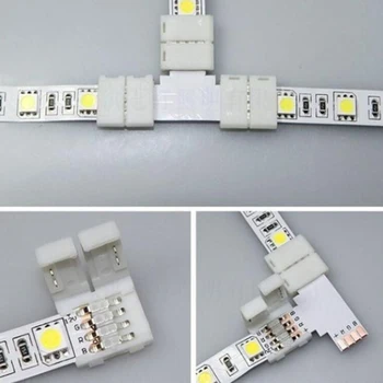 2/4-pin 10vnt 5050 RGB LED juostos jungtis įrašą Jungtis Solderless Kabelis Splitter stačiu Kampu