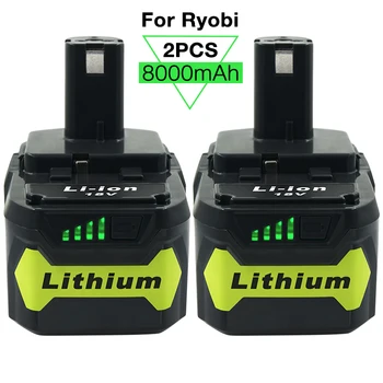 2 Pack Ryobi 18v Baterija 8.0 Ah P108 Li-ion Vienas+ Bevieliuose Elektros Įrankiuose RB18L50 RB18L40 RB18L25 P102 P103 P104 P105 P106 P107