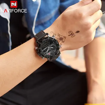 2019 Vyrų Sporto Laikrodžiai NAVIFORCE Top Brand Vandeniui LED Skaitmeninio Laikrodžio Mens Prabanga Kvarcinis Analoginis Laikrodis Relogio Masculino