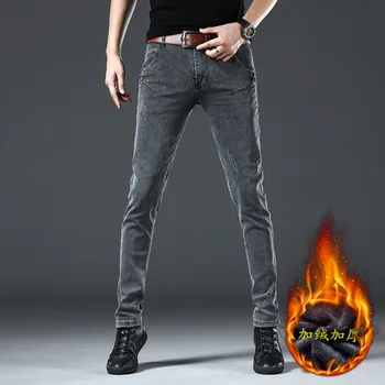 2020 naujas žiemos jeans vyriški plius aksomo storio atsitiktinis džinsus, aukštos kokybės