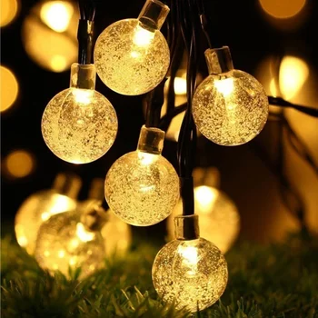 2021 20/50 LED Krištolo Rutulį 5M/7M Saulės Lempos Galios LED String Pasakų Žibintai Saulės Girliandas Sodo Kalėdų Dekoro Lauko