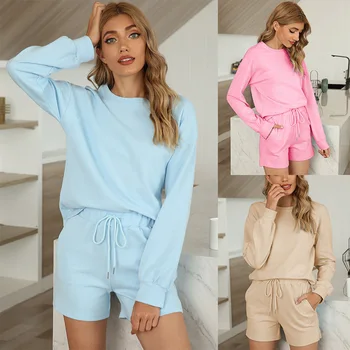 2021 m. pavasario ir vasaros ponios patogi pižama dviejų dalių kostiumas lino medvilnės namų paslauga kišenėje karšto pardavimo