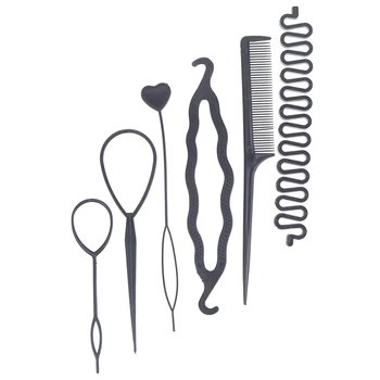 2021 Naujas 6pcs/set Šukuosena Pynimo Įrankiai Pull-per Plaukų Adata Plaukų Balionėlis Disko Plaukų Šukos Plaukų Formavimo Įrankiai, Reikmenys