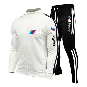 2021 naujas BMW M vyrų futbolo kostiumo užtrauktuką hoodie + kelnės dviejų dalių atsitiktinis sekti pavyzdžiu vyrų sportinės gimnastikos prekės ženklo drabužių spo