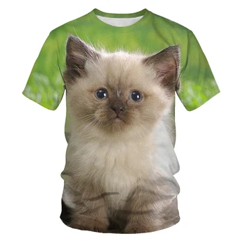 2021 Naujas Ponios Plius Dydis T-Shirt Vasaros Atsitiktinis Ponios T-shirt Mergina Mados 3D Spausdinimo Cute Kačių Tėvų-Vaikų Marškinėliai 110-6XL