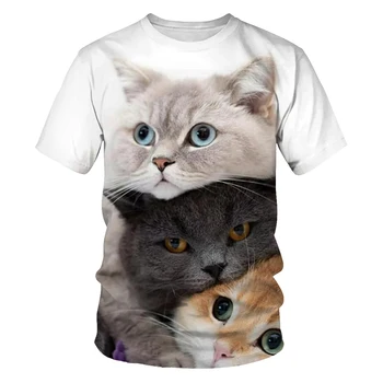 2021 Naujas Ponios Plius Dydis T-Shirt Vasaros Atsitiktinis Ponios T-shirt Mergina Mados 3D Spausdinimo Cute Kačių Tėvų-Vaikų Marškinėliai 110-6XL