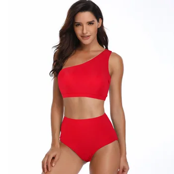 2021 Naujas Stilius Ypatingas Vieną petį Spausdinami Įvairių spalvų Bikinio Padalinta maudymosi kostiumėlį, Seksualus Europos ir Amerikos maudymosi Kostiumėliai, Didmeninė