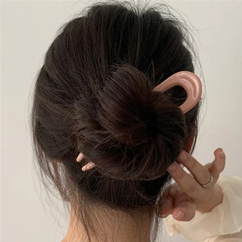 2021 Naujų korėjos Elegancija Derliaus Spalvotų Geometrinių U-formos Akrilo Šakutės plaukų segtukai Apdangalai, Aksesuarai Moterims