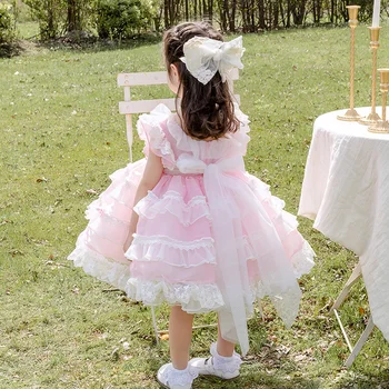 2021 Vasaros Mielas Kūdikis Merginos Sluoksnių Suknelė be Rankovių Raukiniai, Nėriniai Tiulio Princesė Suknelės Gimtadienis Vaikams, Vaikų Drabužiai
