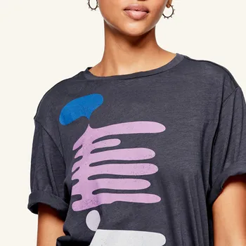2021 Vasaros Moterų trumparankoviai marškinėliai Grafiti Spausdinti Medvilnės Atsitiktinis Tee I1