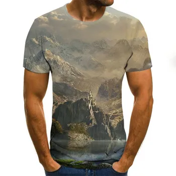 2021 Vasaros Naują Stilių 3D vyriški marškinėliai atsitiktinis trumparankoviai O-kaklo mados gamtos spausdinimo T-shirt vyrai TEE