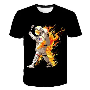 2021 vasaros naują stilių, vaikai 3D T-shirt astronautas drabužius erdvėlaivis 3D kosmoso raketų atsitiktinis trumpas rankovės