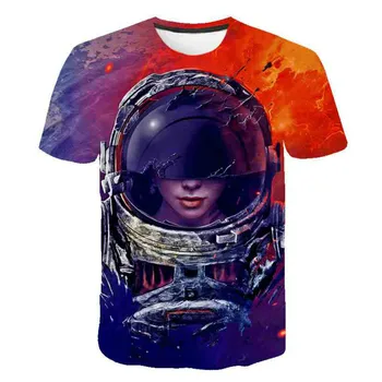 2021 vasaros naują stilių, vaikai 3D T-shirt astronautas drabužius erdvėlaivis 3D kosmoso raketų atsitiktinis trumpas rankovės