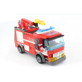 206Pcs Miesto Priešgaisrinės Kovoti Sunkvežimis Automobilio Modelio Kūrimo Blokų Rinkinius Gaisrininkų 