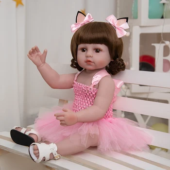 22 Colių 55 cm Reborn Baby Vaikiška Lėlė Mergaitė Rožinė Princesė Labai Minkšti viso Silikono Vinilo, Kūnas Gražus Nekilnojamojo Touch Lėlės Žaislas Dovanos