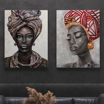 2vnt/Komplektas Interjero Paveikslai Abstraktūs Afrikos Mergina Sienos Menas, Grafiti, Plakato Spausdinimas, Drobė, Tapyba Miegamojo Puošmena Paveikslai
