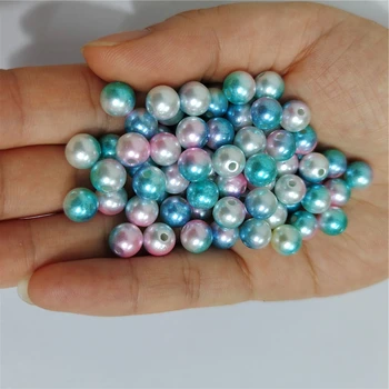 3-12mm Turas Imitacija Vaivorykštės Spalvų Plastiko Tiesiai skylę plastikinių perlų karoliukai rankdarbiams & Juvelyrika Priėmimo