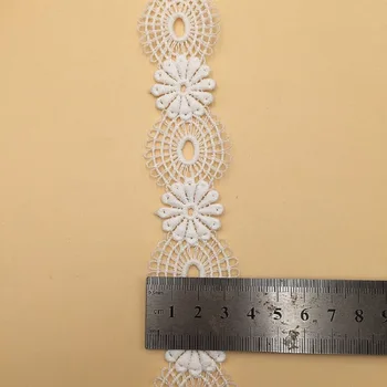 3,5 cm Pločio Vandenyje Tirpūs Pieno Šilko Gėlių Nėrinių Krašto Apdaila Kaspinu Suknelę, Siuvinėtos Aplikacijos 