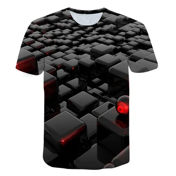 3D Spausdinimo vyriški marškinėliai Su Abstrakčių Geometrinių Elementų Vasaros Gatvės Mados Viršūnes Negabaritinių marškinėliai