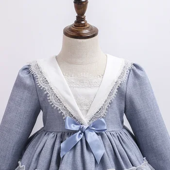 3Pcs Baby Girl Lolita Kamuolys Suknelė Vintage Suknelė ilgomis Rankovėmis ispanijos Nėriniai Frocks turkijos Princesė Šalis Suknelė Mergaitėms Gimtadienio Frock