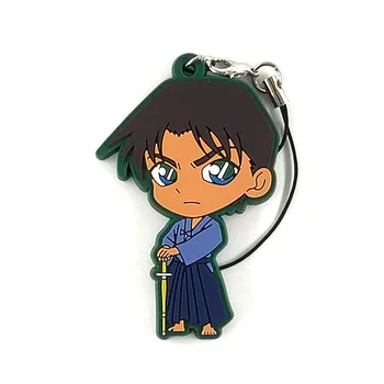 3pcs/daug Detective Conan Anime keychain Jimmy Kudo Kaltou Kiddo Hattori Kazuha Bėgo Mouri Gumos juostos/mobiliųjų telefonų pakabukai D451