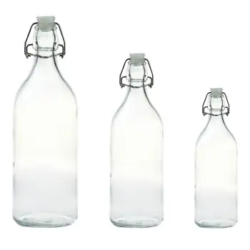 3PCS Stiklo Butelis, Sandarinimo Stiklainis su Dangteliu Namų Užtrauktuku Gėrimo Butelį (L+M+S)